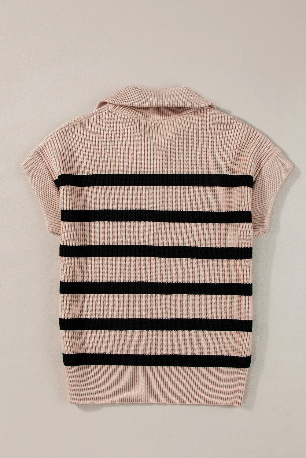 Zipped Collar Short Sleeve Sweater